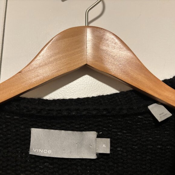 Vince Marled Charcoal Heavy Knit Black Wool Stand Collar Cardigan -XL - Picture 14 of 14